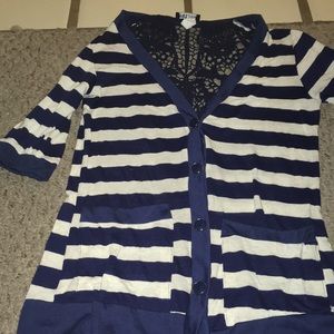 Navy and cream cardigan